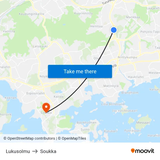 Lukusolmu to Soukka map
