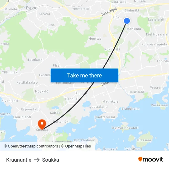 Kruunu Road to Soukka map