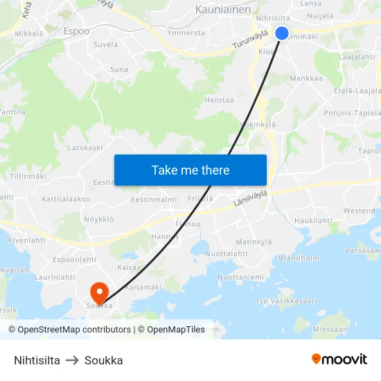 Nihtisilta to Soukka map
