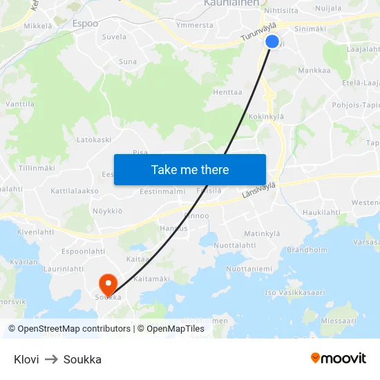 Klovi to Soukka map