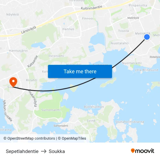 Sepetlahti Road to Soukka map