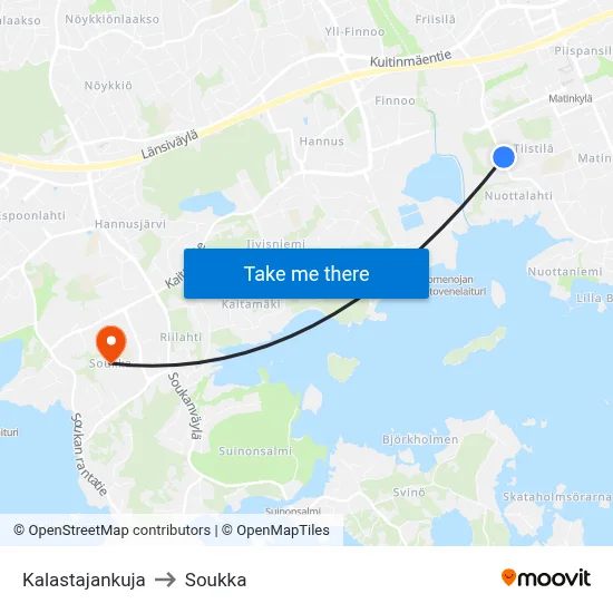 Kalastajankuja to Soukka map