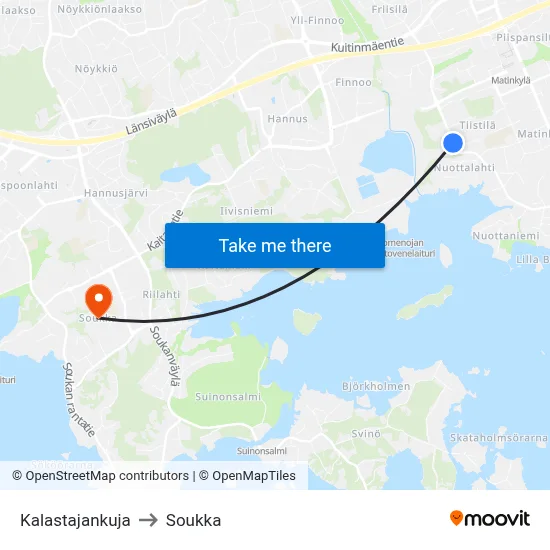 Kalastajankuja to Soukka map