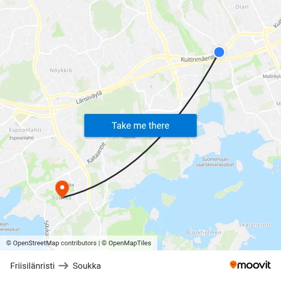 Friisilä Cross to Soukka map