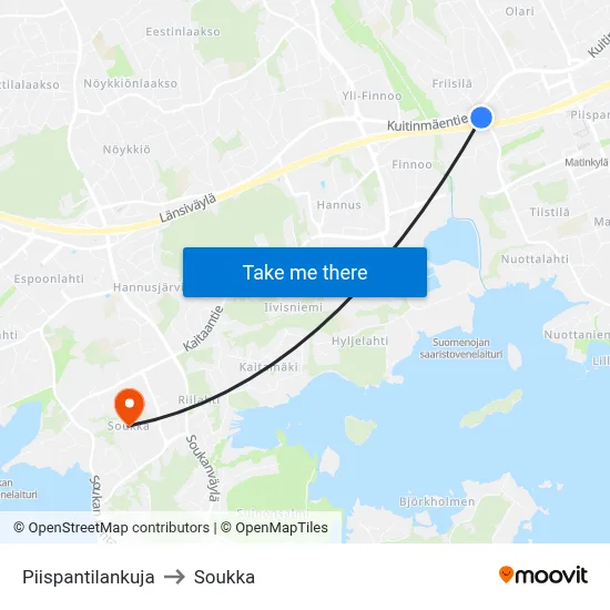 Bishop's Estate Lane to Soukka map