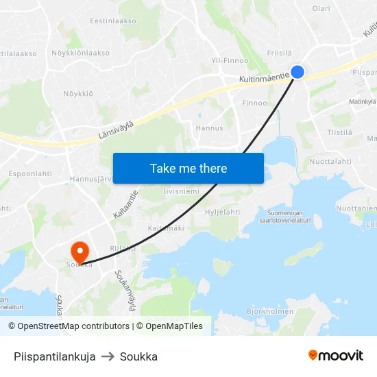 Bishop's Estate Lane to Soukka map