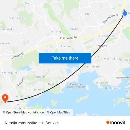 Niittykumpu Bridge to Soukka map