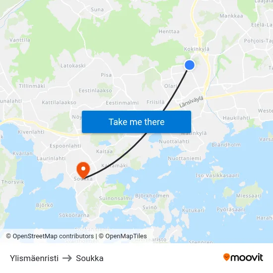 Ylismaki Crossing to Soukka map