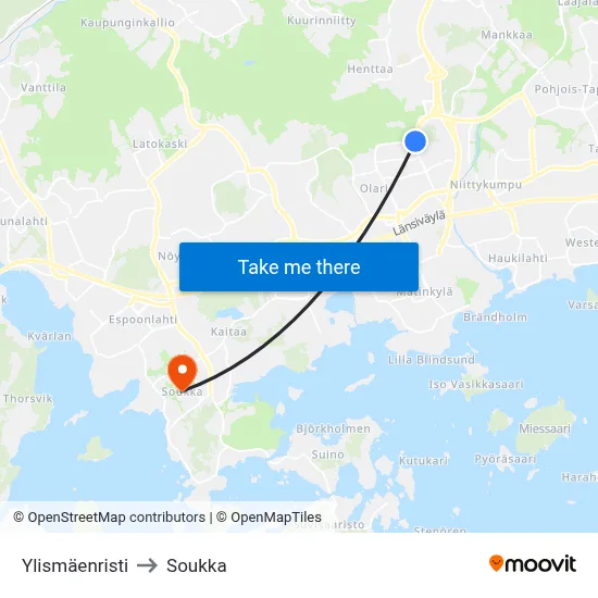 Ylismaki Crossing to Soukka map