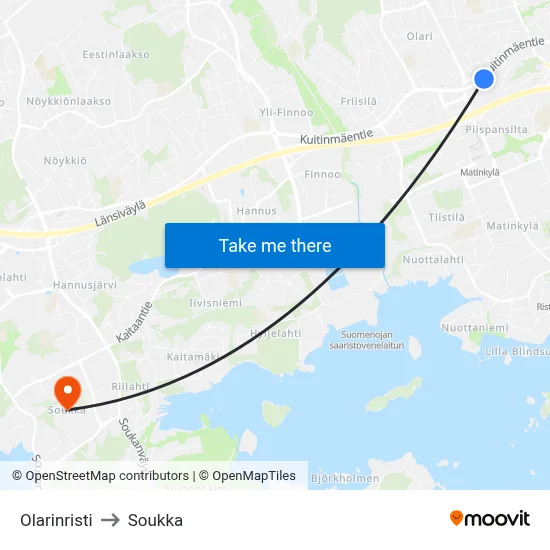 Olari Cross to Soukka map