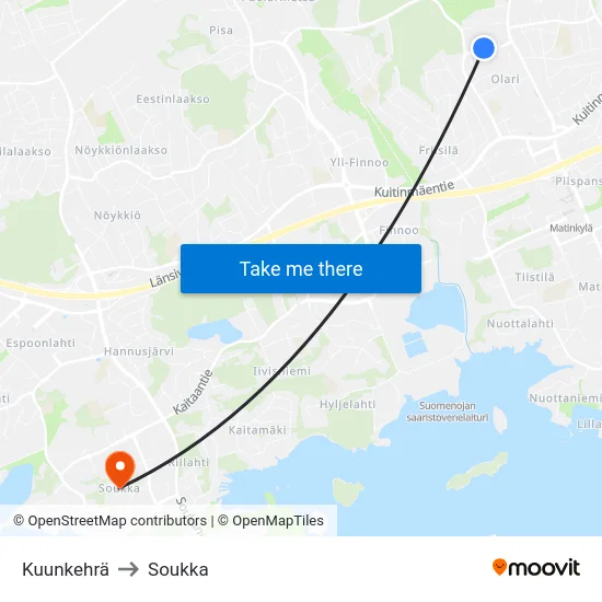 Kuunkehrä to Soukka map