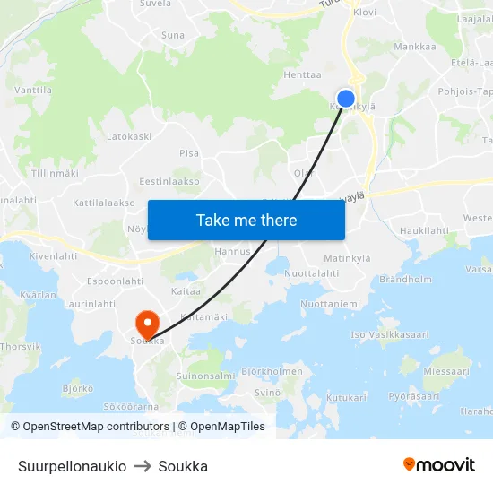 Suurpelto Square to Soukka map