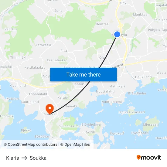 Klaris to Soukka map