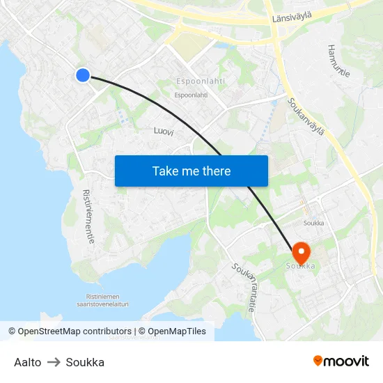 Aalto to Soukka map