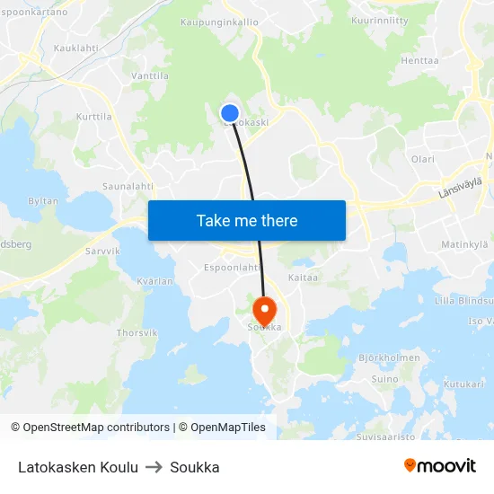 Latokaski School to Soukka map