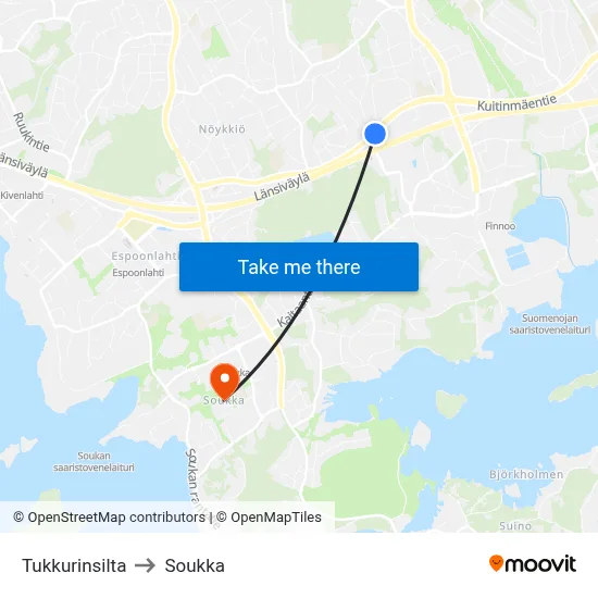 Tukkuri Bridge to Soukka map