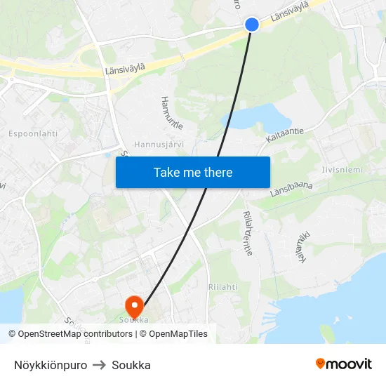 Nöykkiönpuro to Soukka map