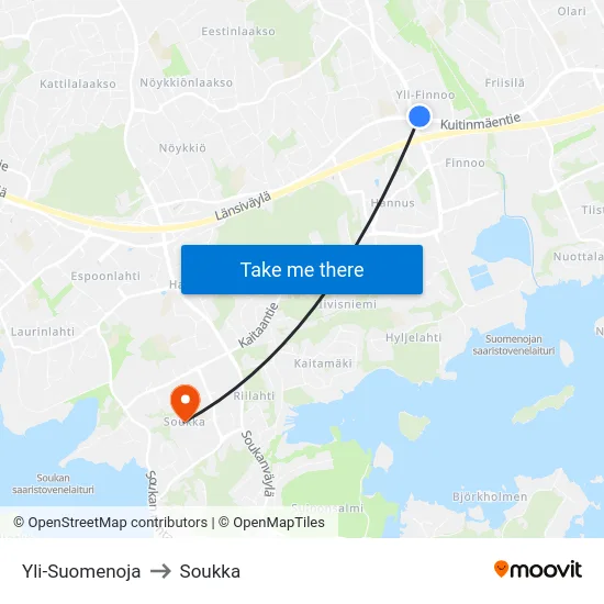 Yli-Suomenoja to Soukka map