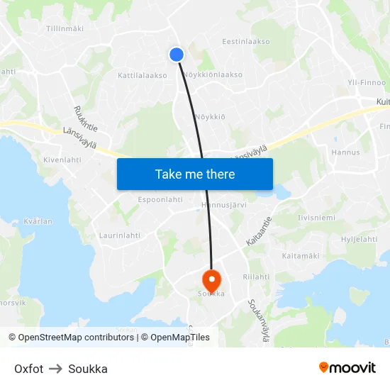 Oxfot to Soukka map