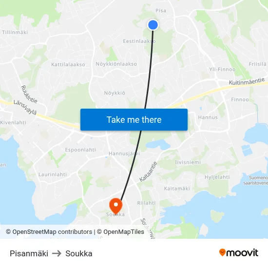 Pisa Hill to Soukka map