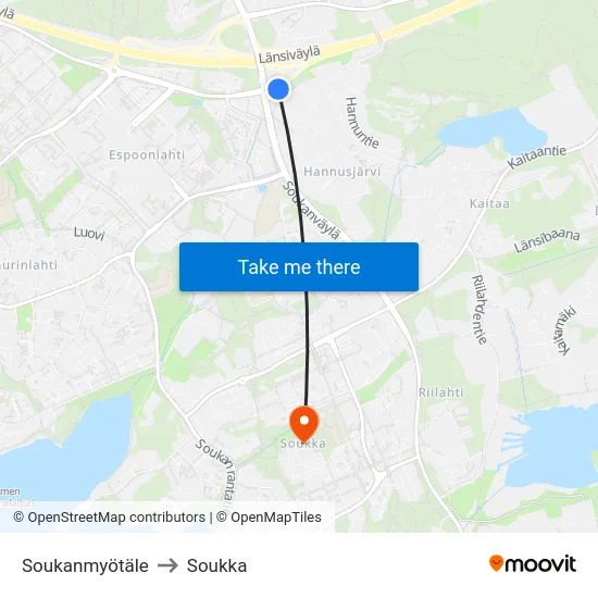Soukanmyötäle to Soukka map