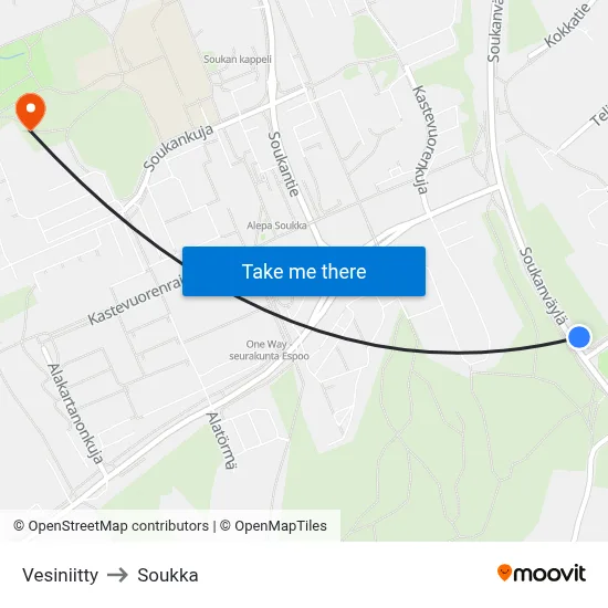 Water Meadow to Soukka map