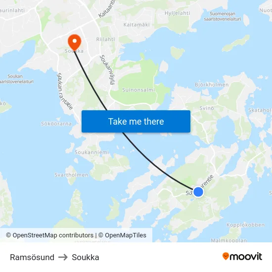 Ramsösund to Soukka map