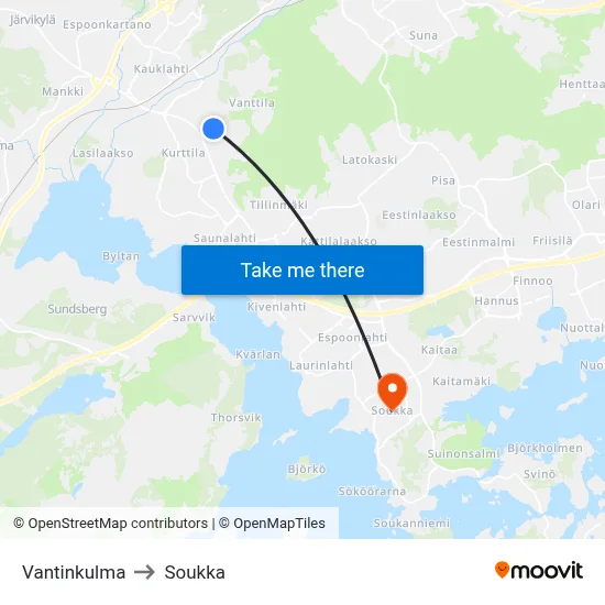 Vantti Corner to Soukka map