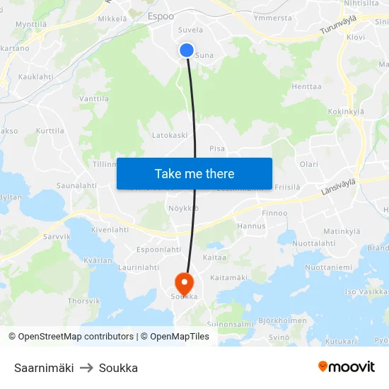 Ash Hill to Soukka map