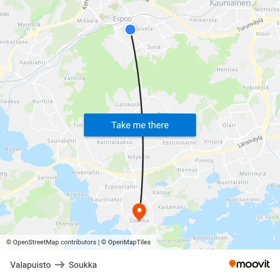 Valley Park to Soukka map