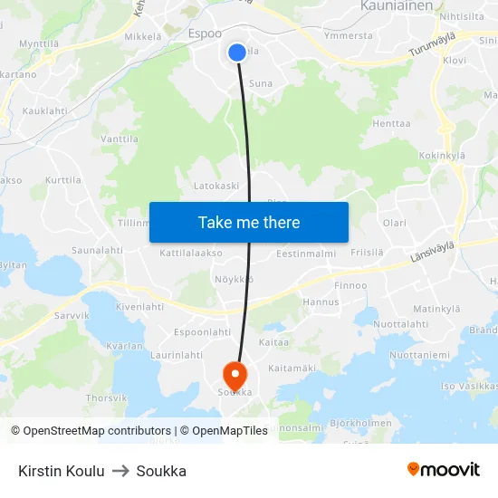 Kirsti School to Soukka map