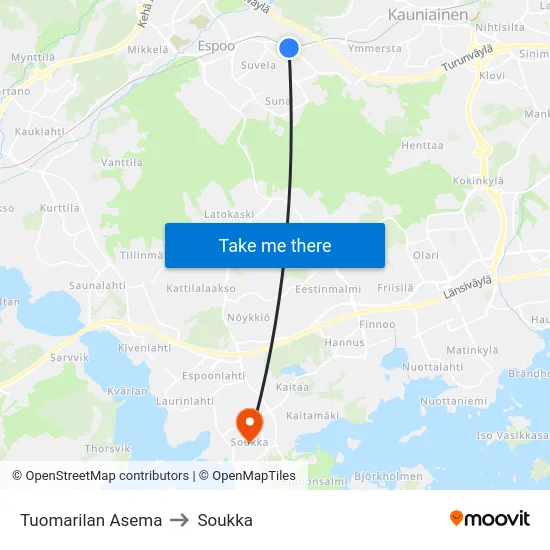 Tuomarilan Asema to Soukka map