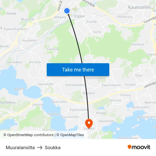 Muurala Bridge to Soukka map