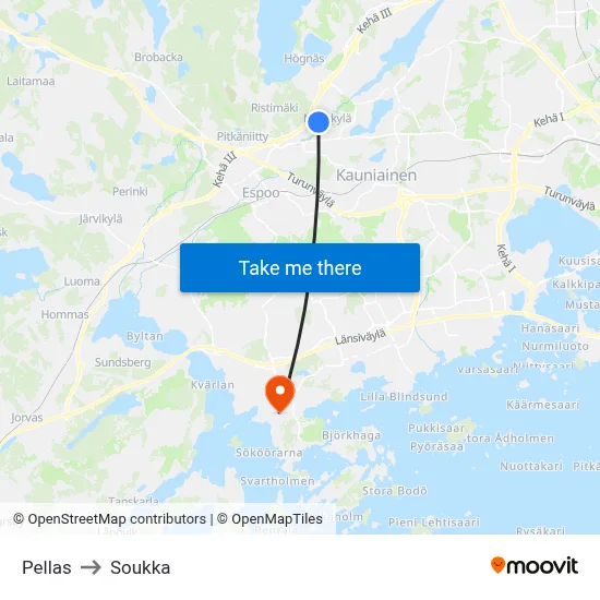 Pellas to Soukka map