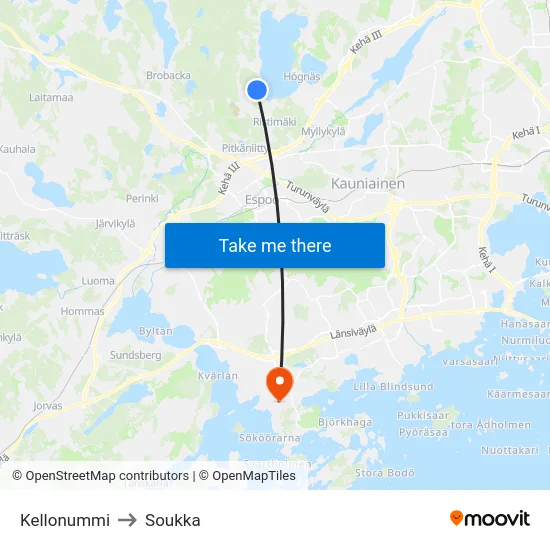Kellonummi to Soukka map