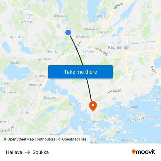 Hallava to Soukka map