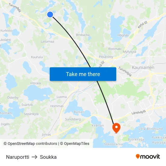 Naruportti to Soukka map