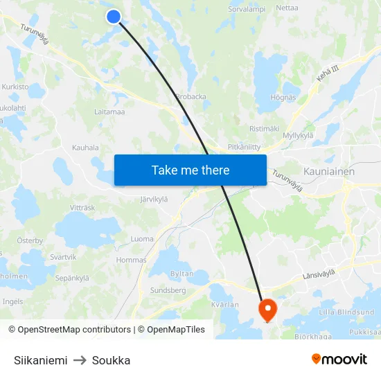 Siikaniemi to Soukka map