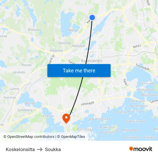Koskelo Bridge to Soukka map