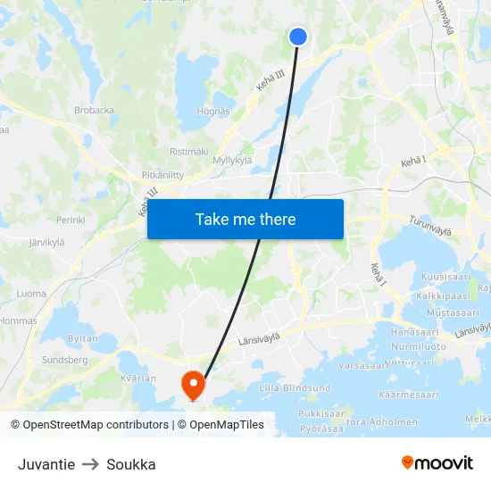 Juvantie to Soukka map