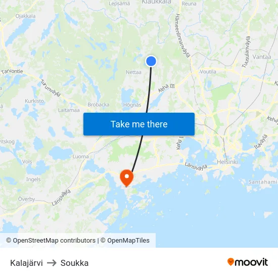 Kalajärvi to Soukka map