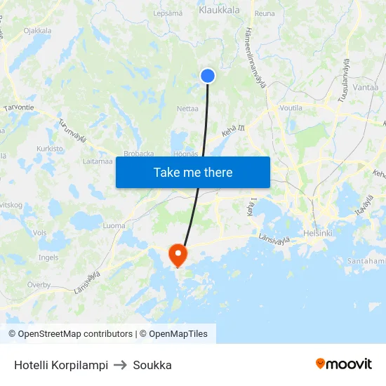 Hotelli Korpilampi to Soukka map