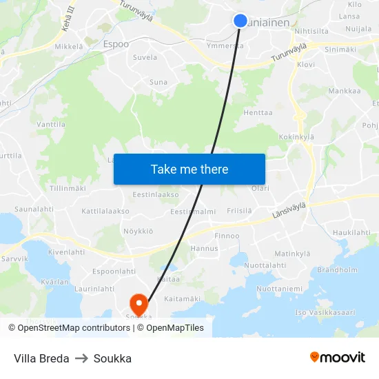 Villa Breda to Soukka map