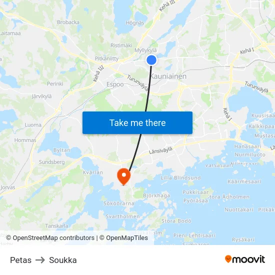 Petas to Soukka map