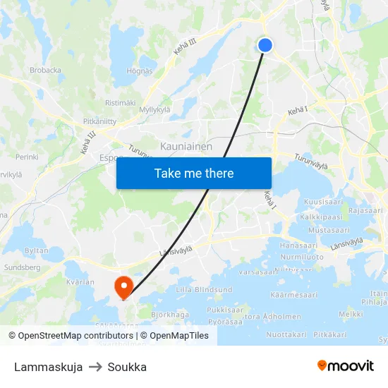 Lamb Lane to Soukka map