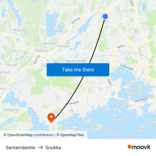 Santamäentie to Soukka map