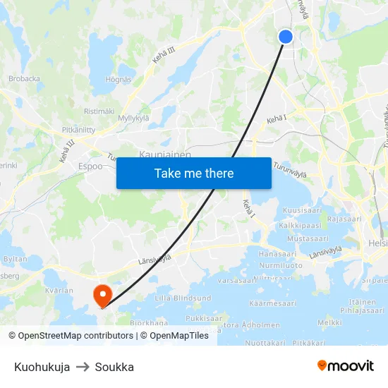 Kuohukuja to Soukka map