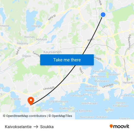 Kaivoksela Road to Soukka map