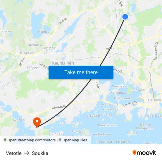 Vetotie to Soukka map