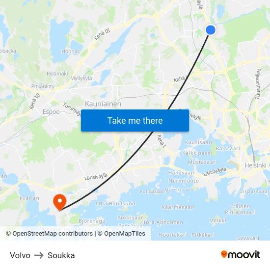Volvo to Soukka map